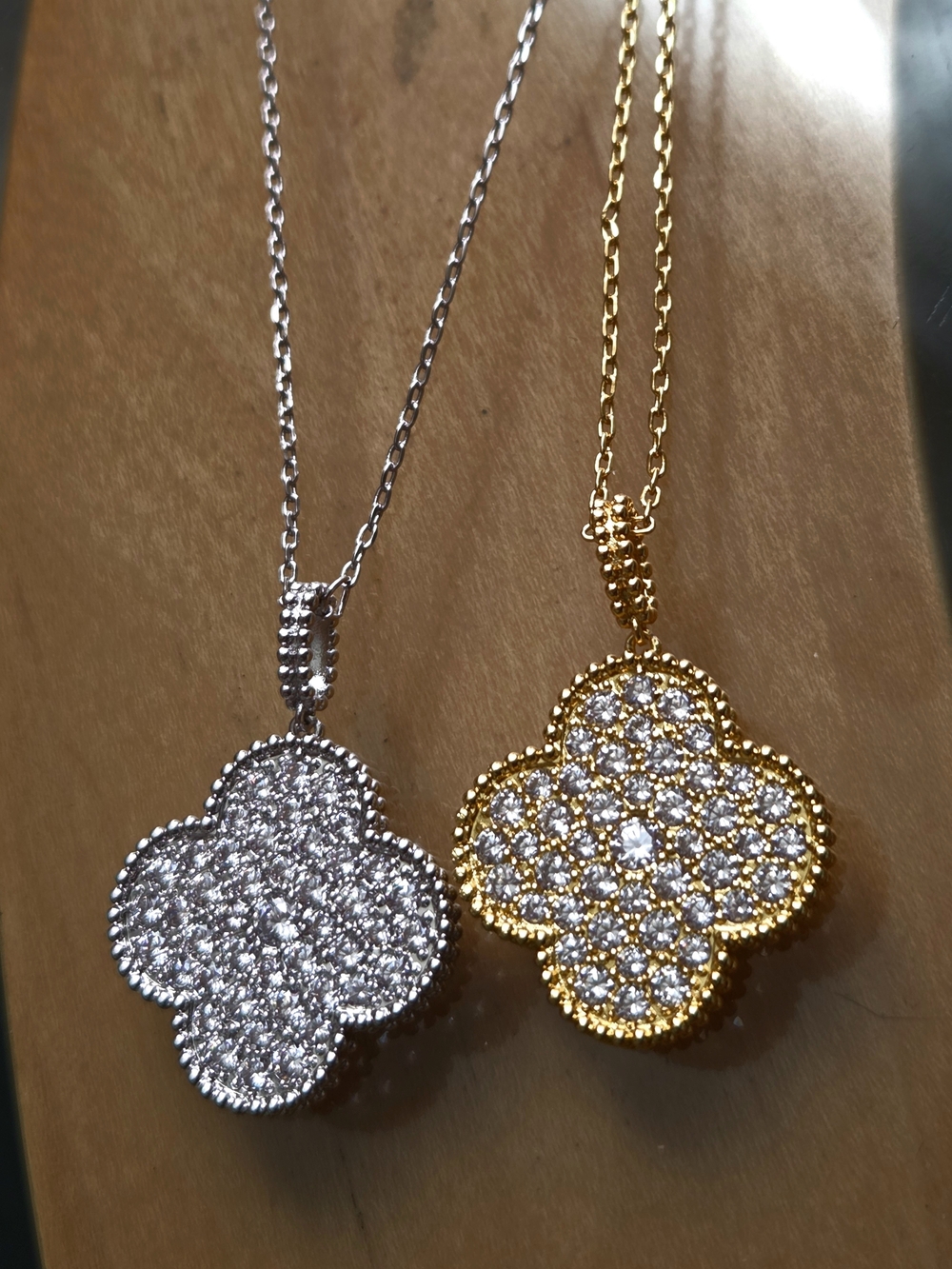 Fashion Designer Vintage Clover Necklace  Sterling Silver Gold-Plated Jewelry